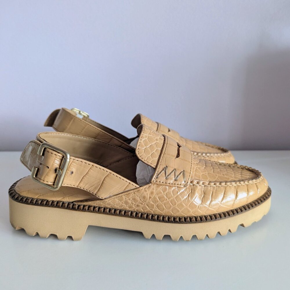 Freda Salvador Juana Slingback Lug Sole Loafers Quince Croc Size 7 New Box $425 - Picture 7 of 13